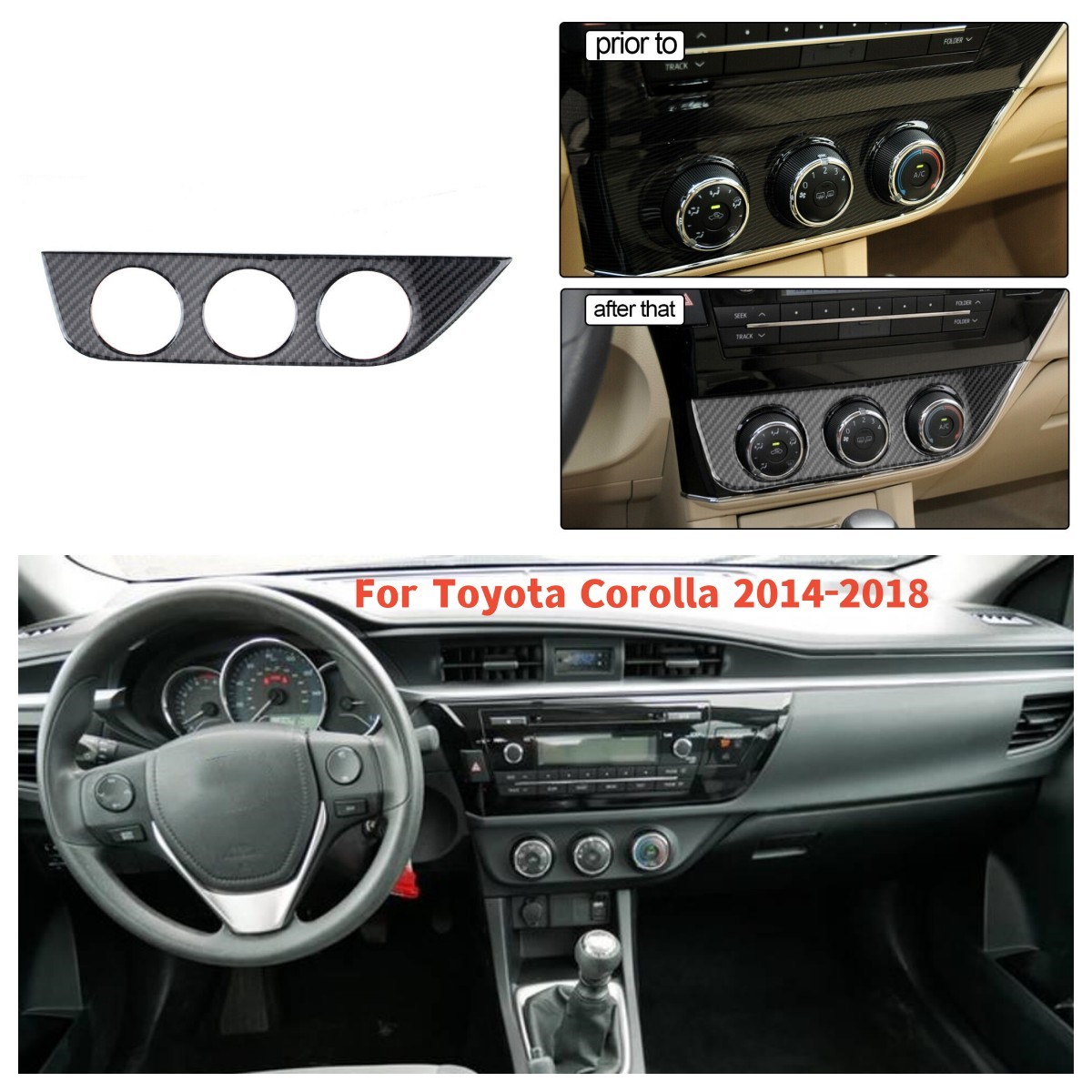 For Toyota Corolla 2014-2018 Carbon Fiber Interior Climate Console