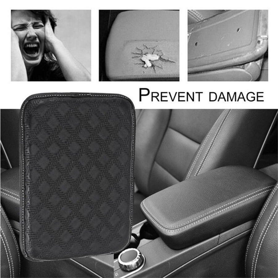 Durable Car Leather Armrest Pad Cover Center Console Box Leather＋Sponge Cushion